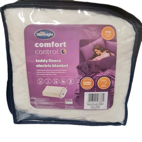 Silentnight Teddy Fleece Electric Under Blanket Fleecy King 137× 165 Snuggly Bed - Picture 1 of 24