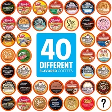 Gourmet Flavored Coffee Pods - 40 Assorted Variety Pack for Keurig Brewers