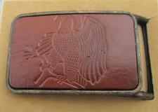 Vintage Leather insert belt buckle Eagle on a branch design