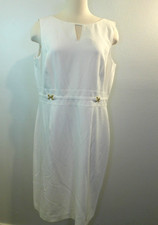 Tahari Solid White Sleeveless Sheath Dress Size 16