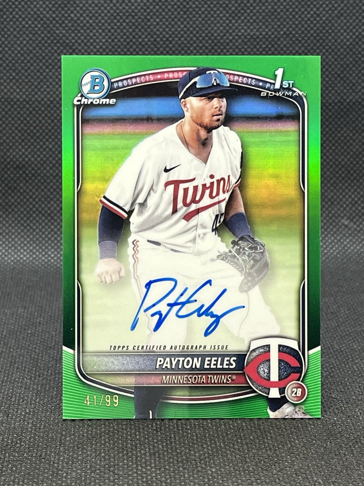 2025 Bowman Chrome Payton Eeles 1st GREEN REFRACTOR AUTO #'d 41/99 Twins
