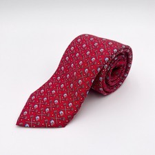 VINEYARD VINES 100 Silk Red Lacrosse Print Marthas Vineyard 3.75" x 59" Tie USA