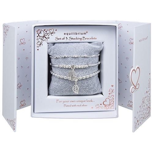 Equilibrium Silver Stacking Bracelet Gift Set - Nature