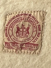 Vintage RED LABEL Hudson Bay Wool 3.5 Pt Blanket 80 x 61, England 1930s
