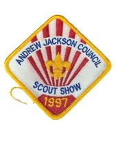 1997 Andrew Jackson Council Scout Show Patch BSA Red & White Fleur-de-lis