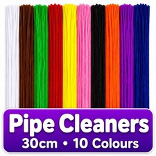 120 Pipe Cleaners 30cm x 6mm Chenille Craft Stems 10 Colours for Crafts Kids Art