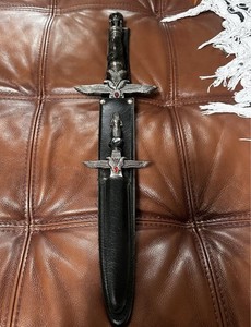 CLEOPATRA DAGGER SET w/LEATHER SHEATHE.  Blade etched W/EGYPTIAN HEIROGLYPHICS