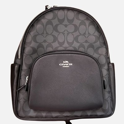 Coach Court Backpack 12  Signature Logo Canvas Leather Black #5671
