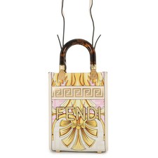 Fendi Handbag Che Sunshine Shopper Mini Canvas 8Bs051 2Way Shoulder Bag Versace