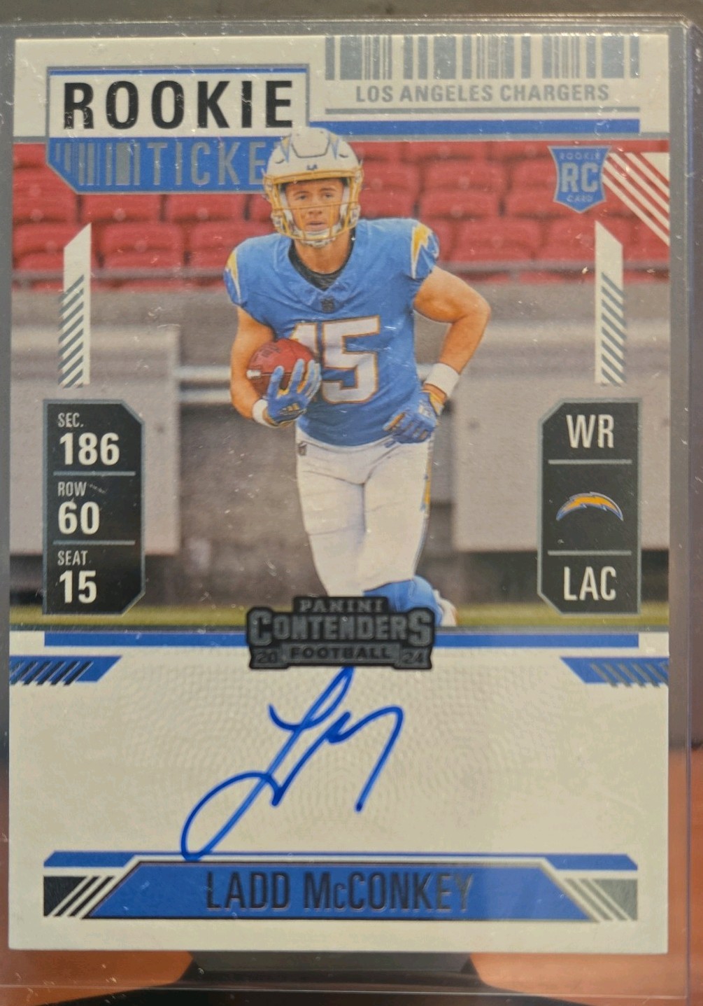 Ladd McConkey 2024 Contenders Rookie Ticket AUTO Card #110