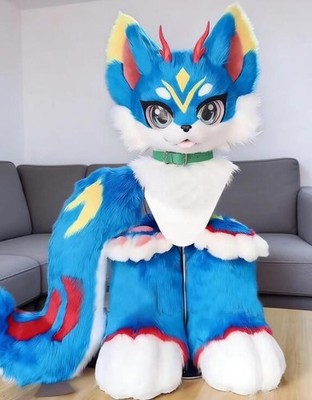 Fursuit Long Fur Husky Fox Mascot Head Party Halloween Fur Cosplay-Promotion
