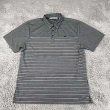 Travis Mathew Polo Shirt Mens XL Gray Stripe Pima Cotton Blend Golf Performance