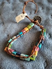 Bohemian 7 Chakra Natural Healing Stone Wrap Leather Bracelet Z1W1