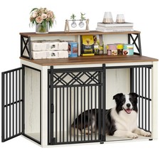 39.4'' Dog Crate Furniture, Large Wooden Dog Crate