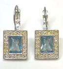 Silver Tone Napier Blue Rhinestone Icy Dangle Earrings 5.5g — photo 1