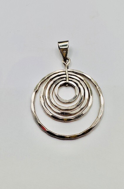 Vintage Solid Silver Decreasing Circles Pendant N… - image 2