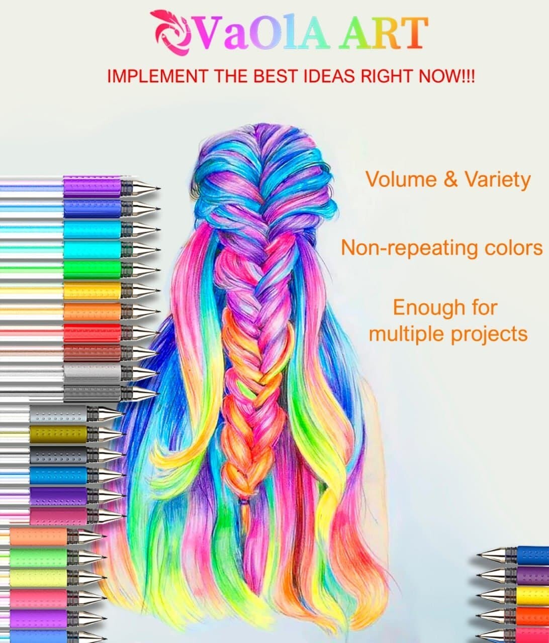 Gel Pens 2 Sets 72 Colors, 48 Glitter Gel Pens and 24 Retractable Gel