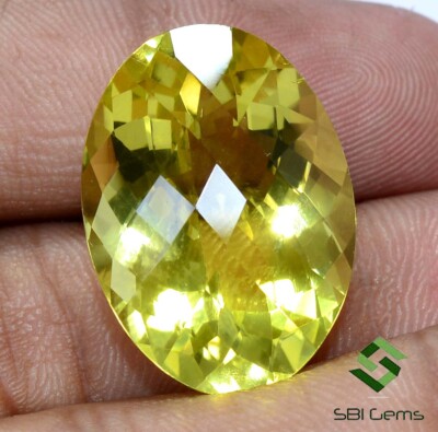 29.40 Cts Natural Lemon Quartz Oval Cut 25x18 mm Top Green Gold Faceted Gemstone