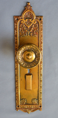ANTIQUE CAST BRONZE VICTORIAN DOORKNOB & BACKPLATE GENOA BY CORBIN - Bild 4 von 12
