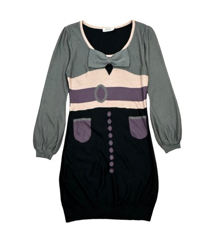 Sonia Rykiel Strick Wolle-Baumwolle Bodycon Schleife Kleid Größe 4 - Bild 15 von 18