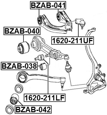 Febest BZAB-040 Front Suspension Arm Bushing - OEM A2113331114, TD732W Replacement For Mercedes