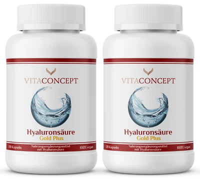 VITACONCEPT Doppelpack 2x HYALURONSÄURE 500 mg/Kapsel I 240 Kapseln I hochdosiert Anti-Aging