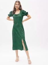 FINAL SALE - H&M Long Dress with Short Sleeve Green/Black - Size S (Fits for M)