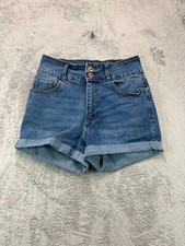 Forever 21 Denim Jean Shorts Womens 27 Blue Jean Cuffed Mid Rise Double Button