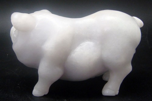 Hand-Crafted NATURAL BURMA WHITE "A" JADE Female & Male Pig Figurine Carving - Picture 6 of 8