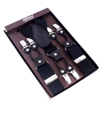 Herren Hosenträger 6 elastische und verstellbare Clips - Y-Stil schwarz 120 cm