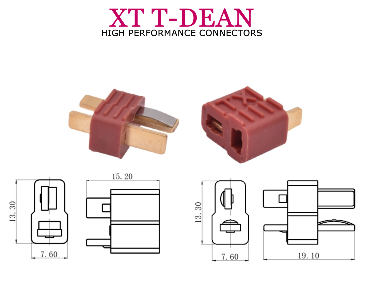 5 Paar T-Plug Stecker & Buchsen Inkl. Schrumpfschlauch – Hochstromfest Bis 50A, Vergoldete Kontakte Für Modellbau & Elektronik