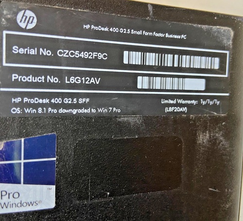 HP ProDesk 400 G2.5 SFF Barebones - NO CPU / RAM / SSD/ OS / CABLE (OFFERS OK) - Afbeelding 3 van 5