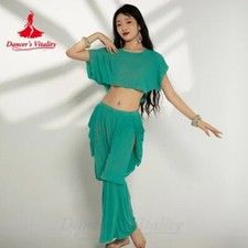 Belly Dance Practice Clothes Set Short Sleeves Top trousers 2pcs Cusomzied Adult
