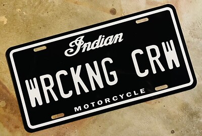 Indian Motorcycle Wrecking Crew Vintage Style License Plate Scout Chief FTR 1200