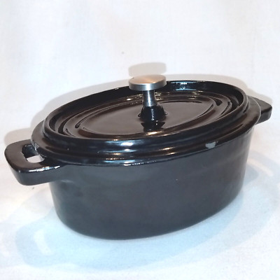Black Impulse Fonda .28qt, Enameled Cast Iron Mini Cocotte, W/Handle & Lid 2 X 5