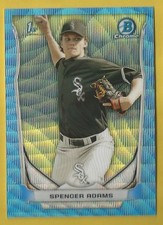 2014 Bowman Draft Baseball Spencer Adams Rookie Blue Wave Refractor White Sox