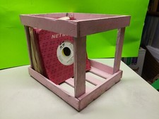45 RPM Wooden Vinyl Record Storage  Display Crate distressed pink Wood