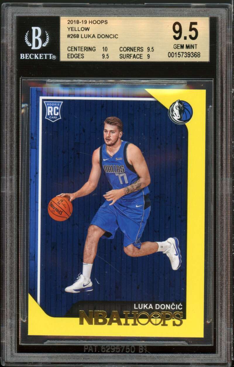 Luka Doncic Rookie Card 2018-19 Hoops Yellow #268 BGS 9.5 (10 9.5 9.5 9)