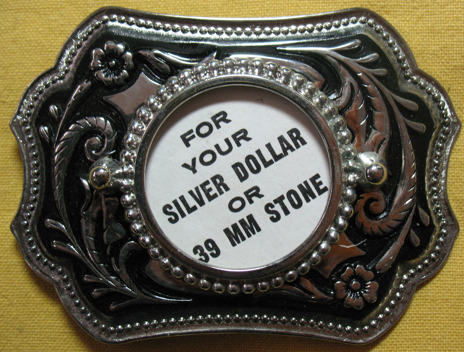 Vintage SILVER DOLLAR COIN HOLDER Belt Buckle Cowboy Retro eBay