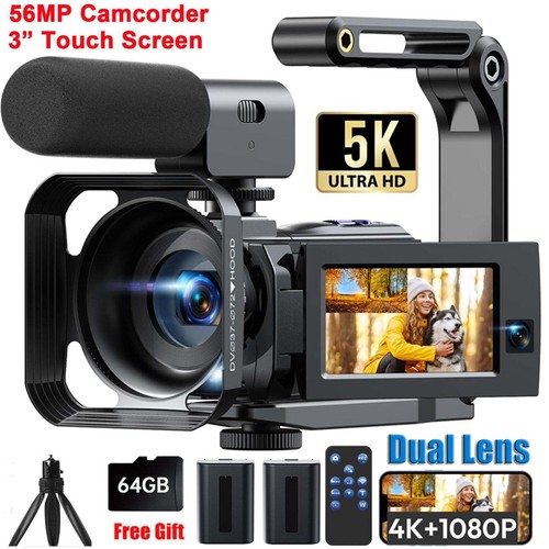 🔥5K 56MP Dual Lens Camcorder Video Camera 16XZoom WiFi Touch Screen Digital DV