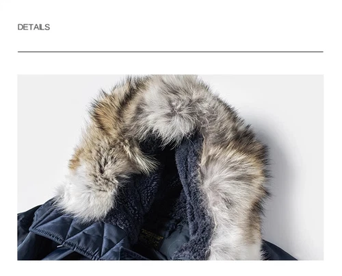 Parka Fliegerjacke dunkelblau kaltes Wetter Fellkapuze - Bild 15 von 31