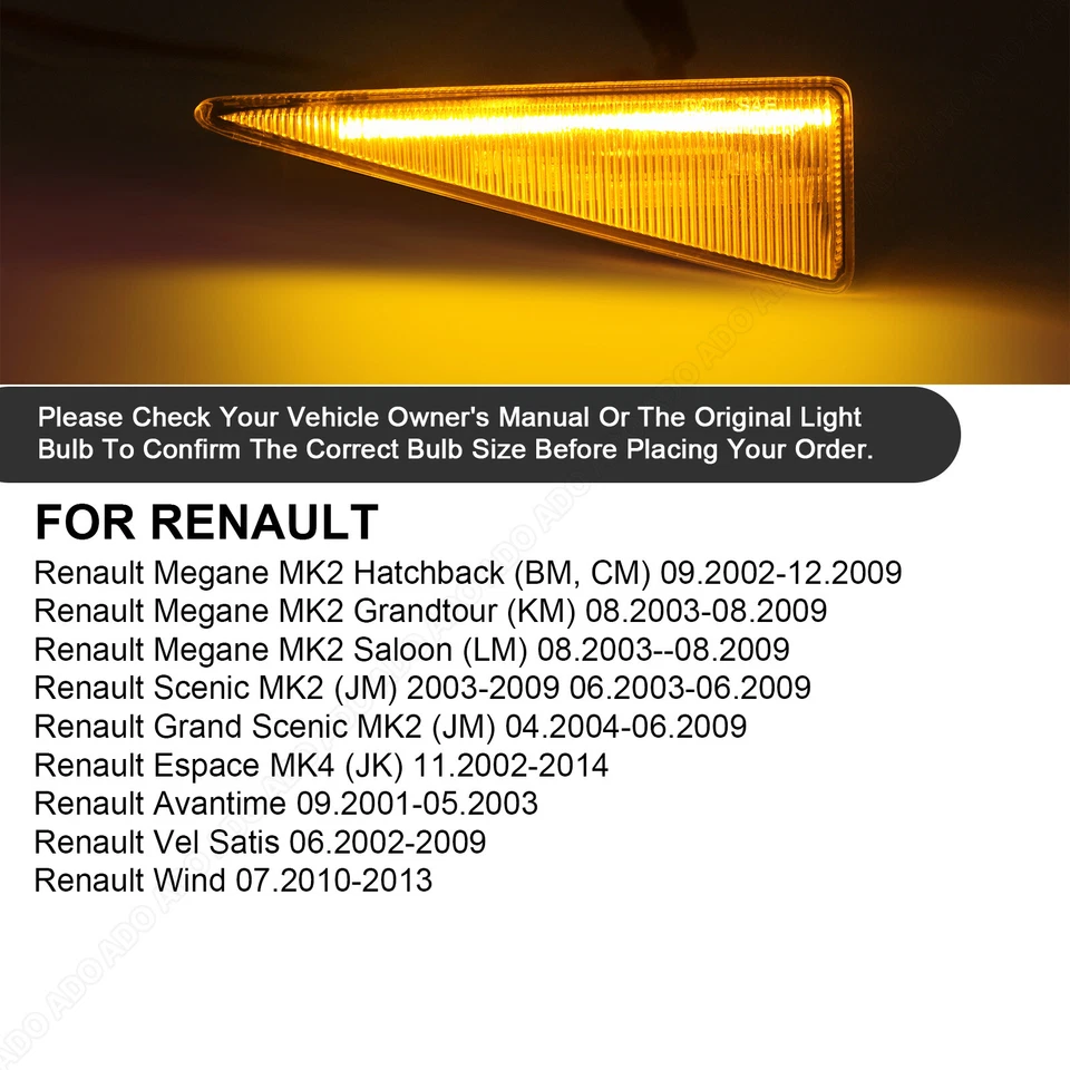 2x Per 02-09 Renault Megane II Espace IV Avantime Wind Led Frecce Laterali Frecce - Immagine 3 di 4