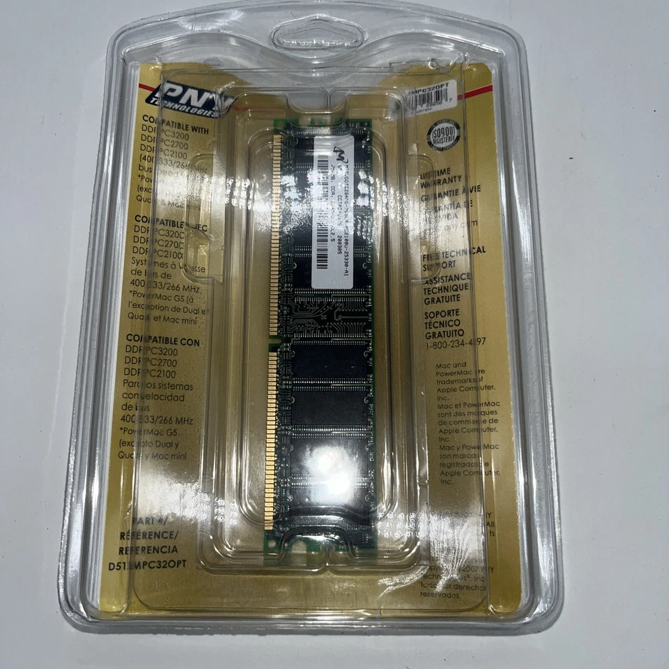 New Old Stock PNY Optima Memory DDR  512MB PC3200 DDR400/333/266 Sealed - Image 3 of 4