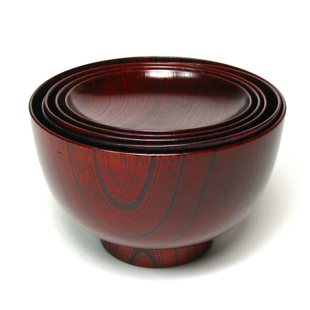 Isuke Apilables Miso Sopa Bols Y Platos Juego Hecho a Mano Lacado Urushi Japón