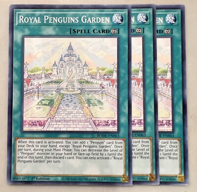 Yugioh! 3x Royal Penguins Garden BODE-EN063 Common 1st Ed NM