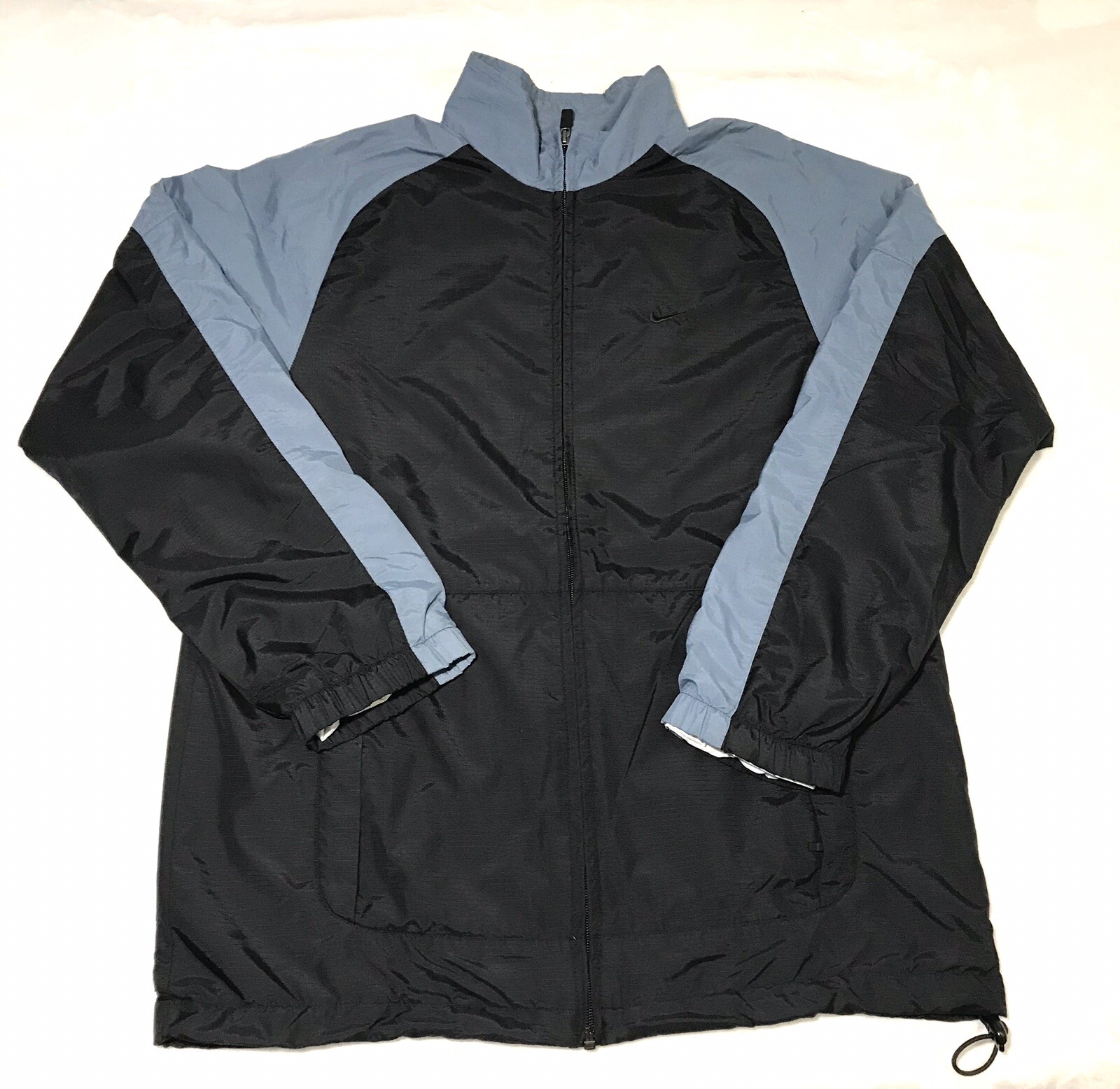 Nike Windbreaker Jacket Nylon Drawstring Black Bl… - image 2