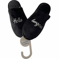 Jenni Intimates 11-12 Hello Gorgeous Velour Slippers Black Silver Metallic SL1J