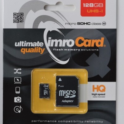 ImroCARD Micro SD SDHC 128 GB mit Adapter Class 10 UHS-3 Speicherkarte Karte
