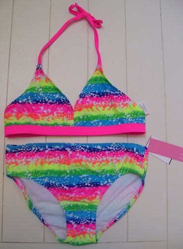 Girls St Tropez 2 Pc Fully Lined Multicolor Bikini Swimsuit Swimwear Sz 12