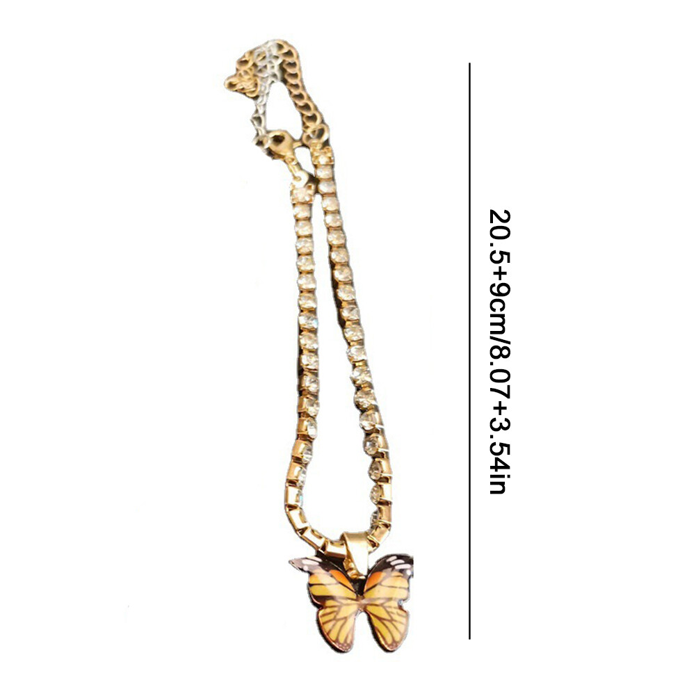 Rhinestone Butterfly Anklet Crystal Anklets Gift for Women (Yellow